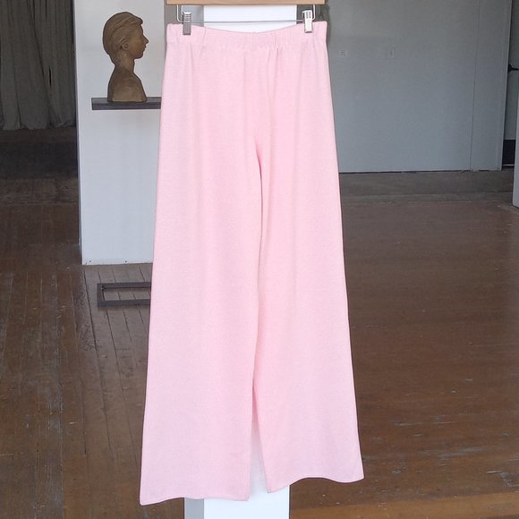 Vintage Pants - Baby Pink wide leg knit pants
